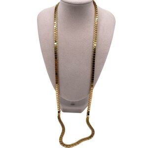 ❤️ Vintage Monet 70’s Square Panel Gold Chain Necklace